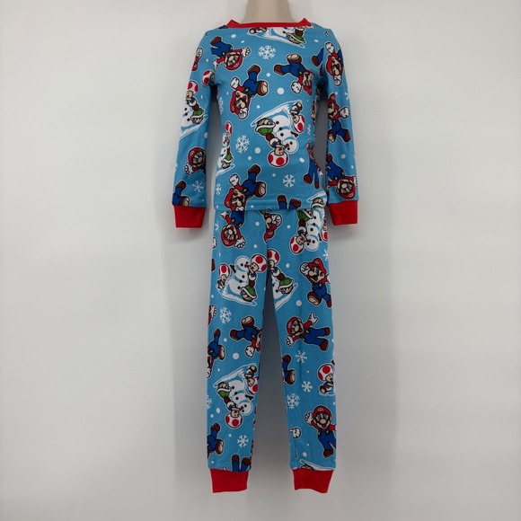 Super Mario Bros Pajamas Set Size 4T Toddler Kids Snowman Nintendo Soft - Picture 3 of 4